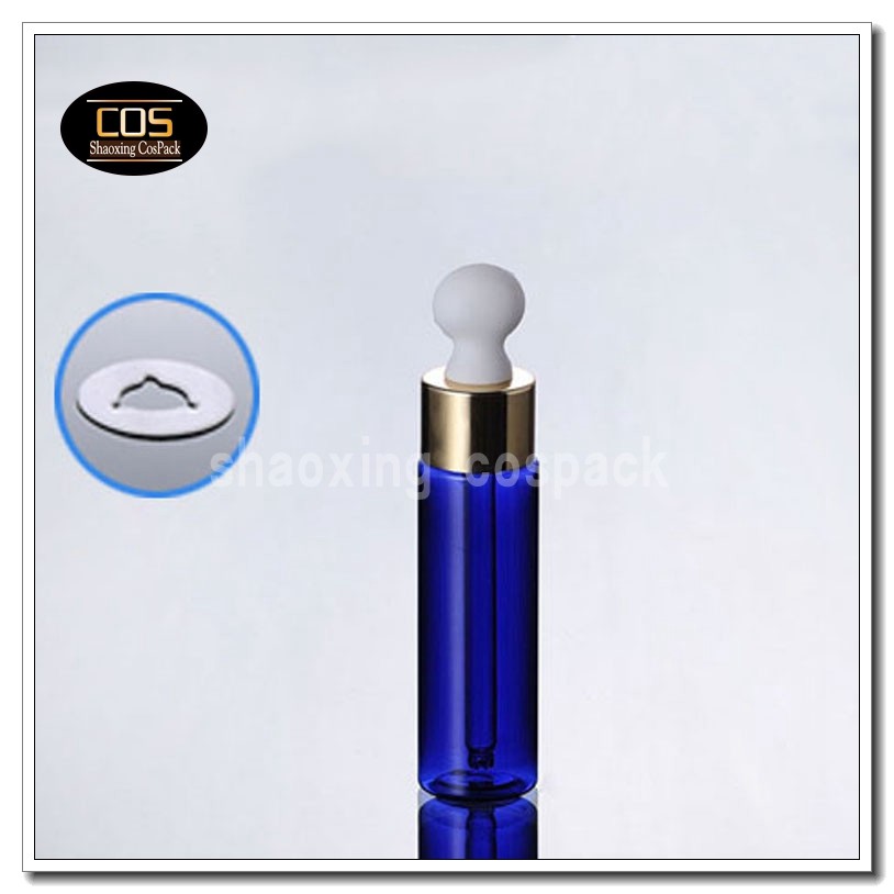 DB27-30ml blue bottle with gold ring white rubber (1)