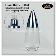 LGF30-100ml Clear glass bottle with lotion pump (2)