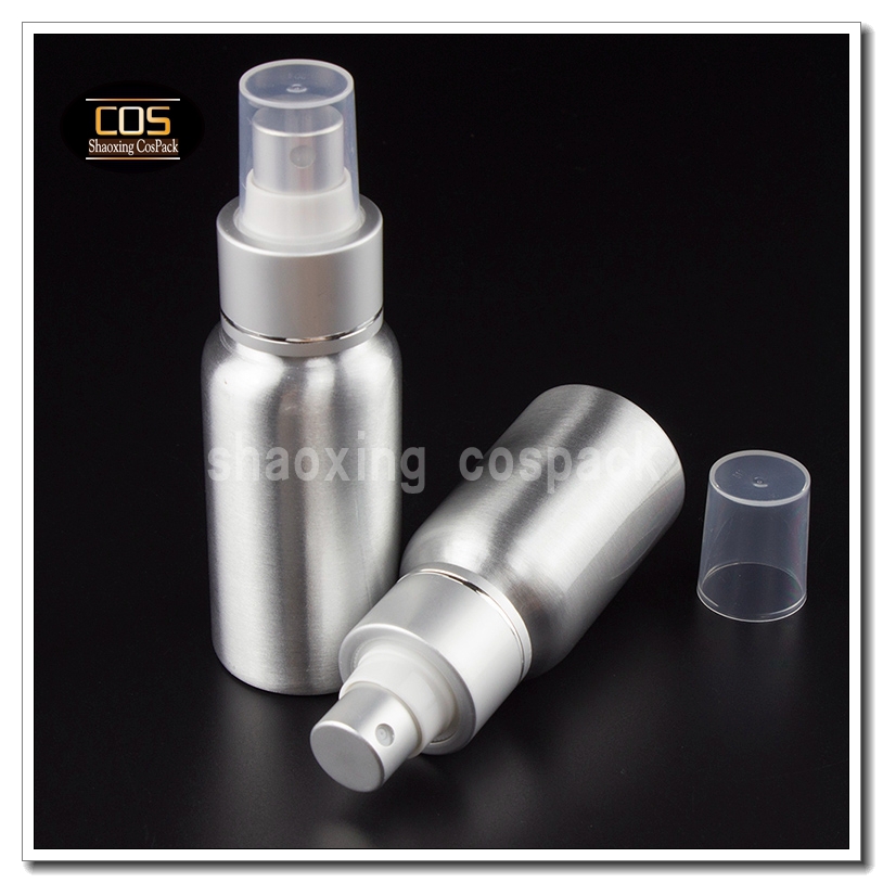 PXA-30ml matt silver aluminum bottle with mist pump, 30ml metal spray pump bottle, aluminum cosmetic tins with pump