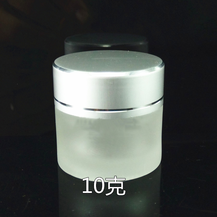 10g frosted mini glass jars with aluminum lid, small glass container for facial cream