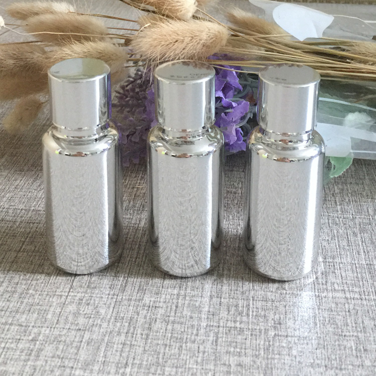 50pieces/lot empty 15ml glass silver plated bottle for Essential oil ,15ml glass silver essentical oil bottle wholesale