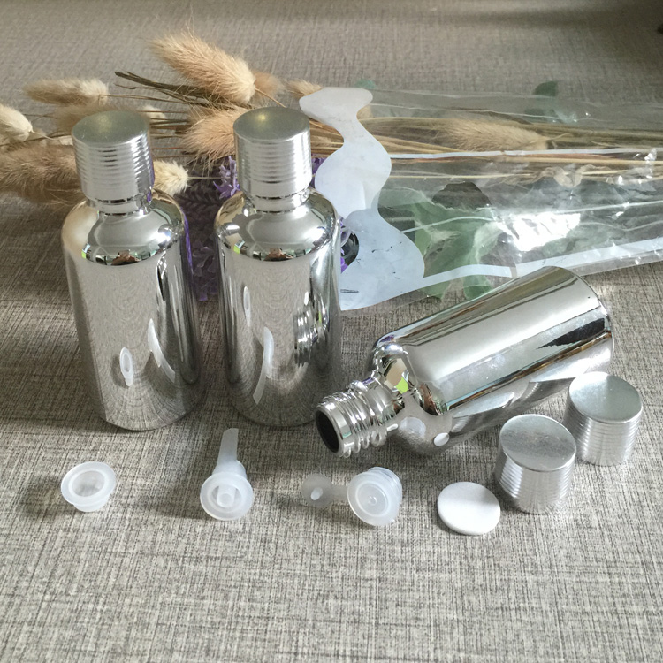 50pieces/lot 50ml silver plated Essential oil glass bottle wholesale