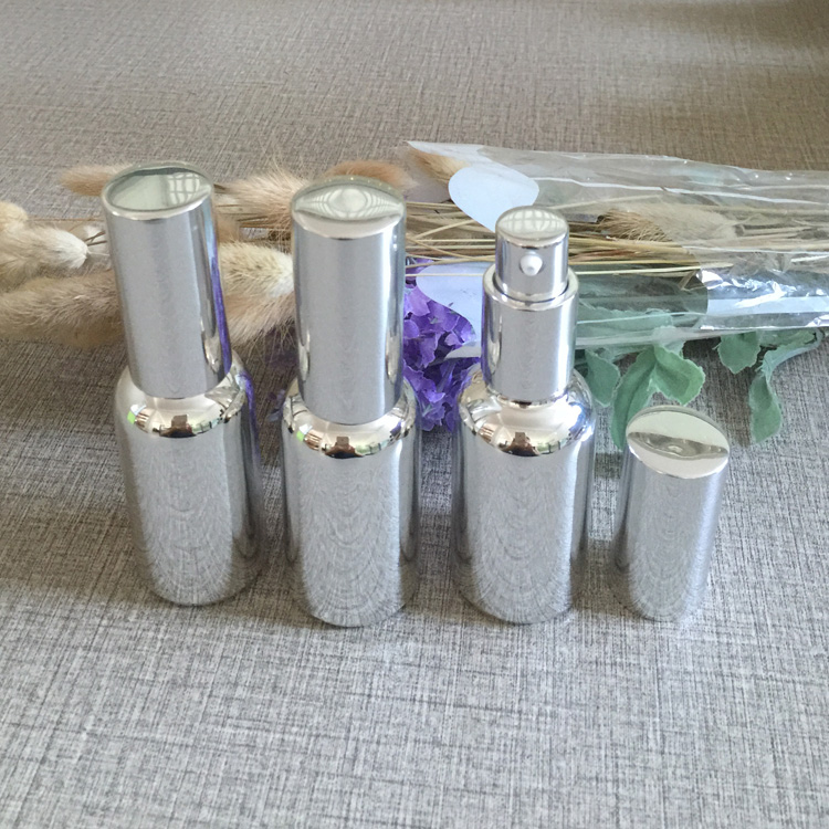 100pcs high grade 50 ml silver spray essential oil bottles