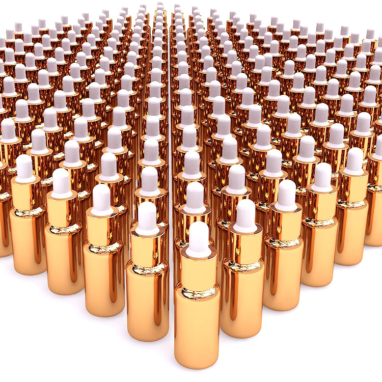 100pcs high-grade special golden glass 20ml dropper cap bottle