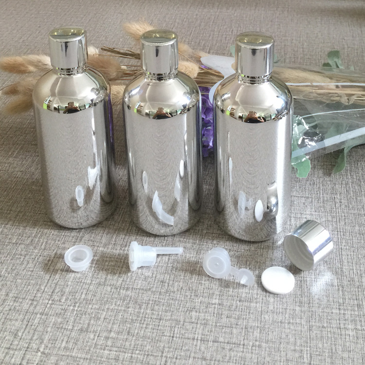wholesale 50pieces/lot 100ml empty glass silver color Essential oil bottle with screw lid