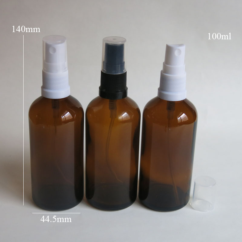 100ml amber glass bottle with sprayer 100pcs