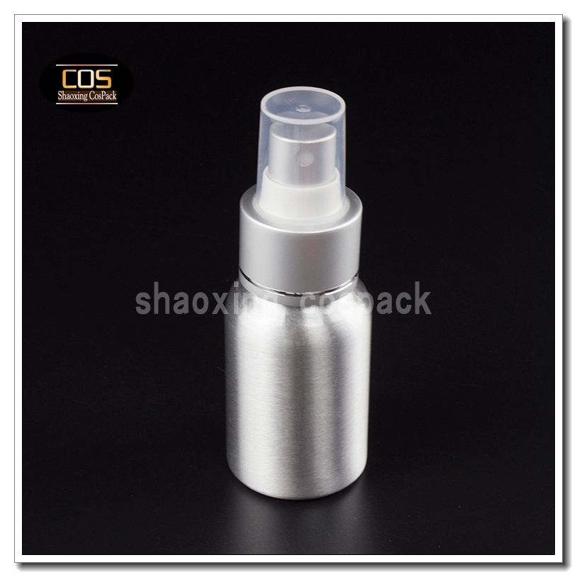 50PCS 30ml matt silver aluminum bottle with mist pump