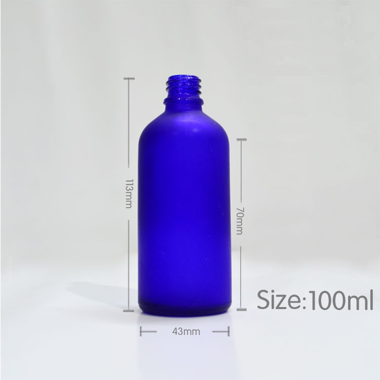 100pcs high quality 100 ml matte blue frost glass empty bottle wholesale