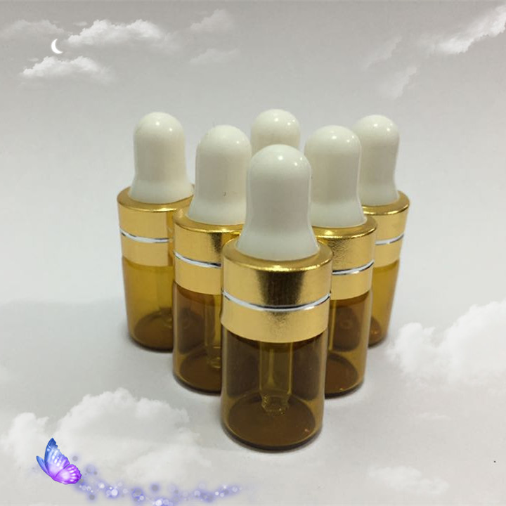 100 pcs 2ml Brown Glass Dropper Bottle For Essential Oil
