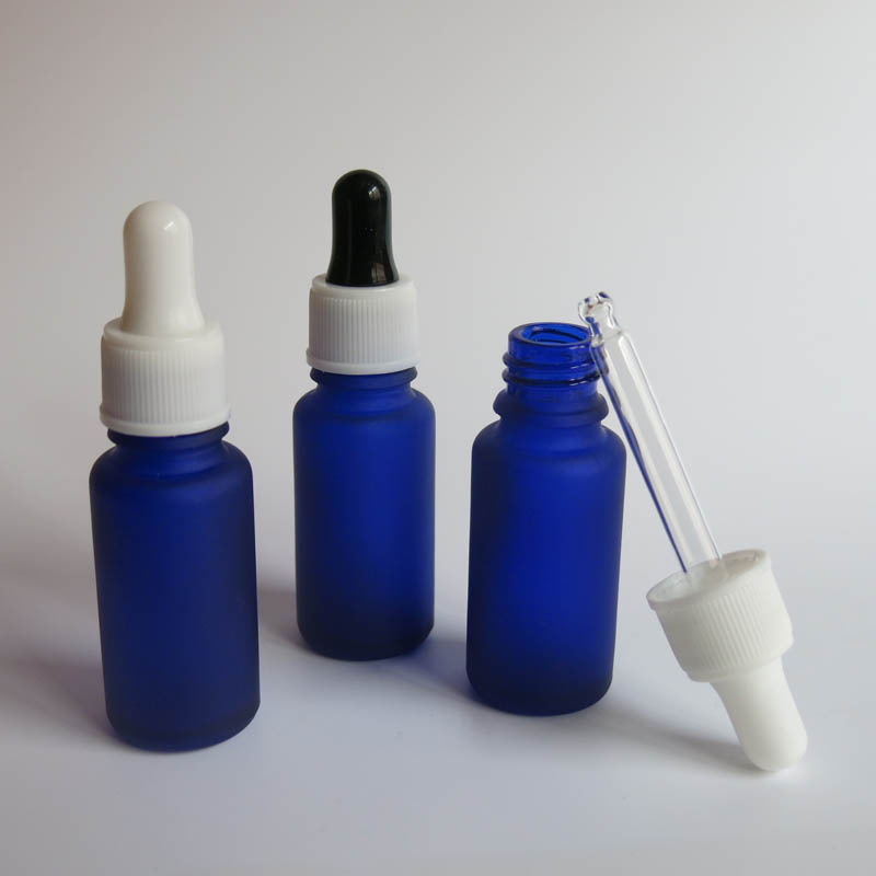 100 Pcs/ Lot 15ml Frost blue Glass dropper bottles