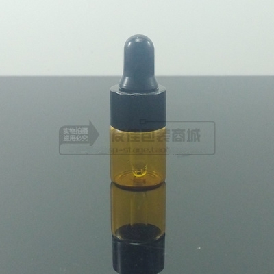 100pcs empty 2ml brown round essential oil bottle with black dropper lid