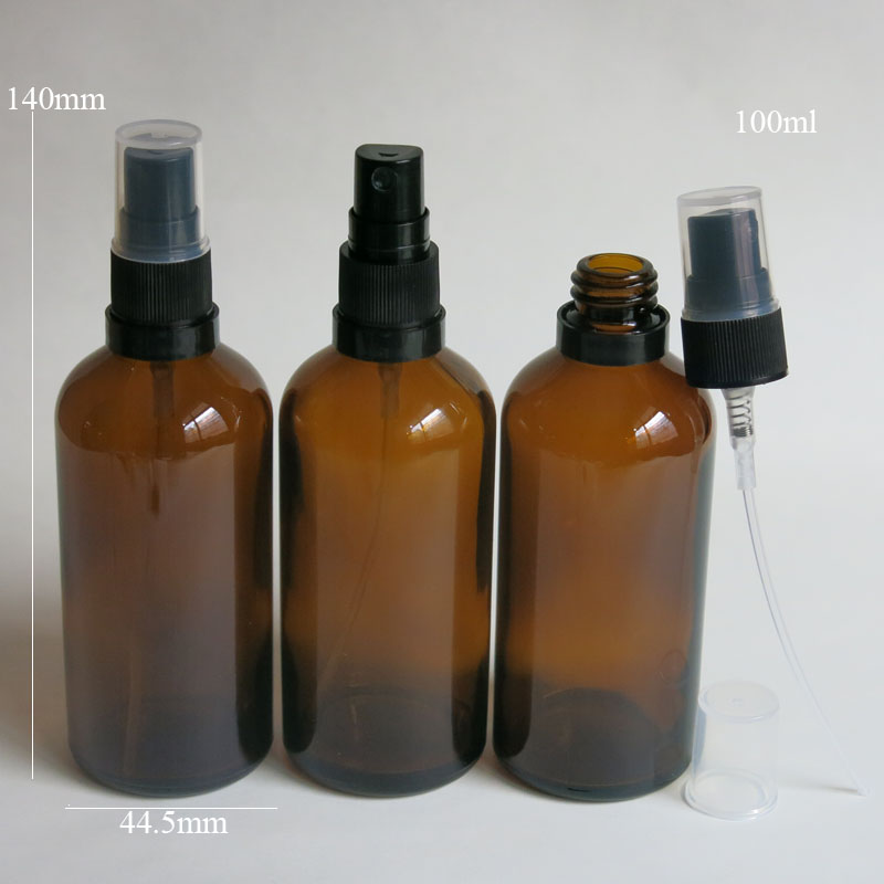 100ml amber glass bottle with sprayer 100pcs