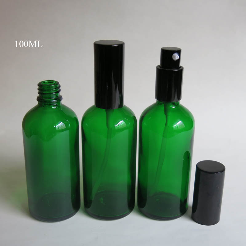 100 pcs 100ml Green Glass Bottle With Lotion Pump