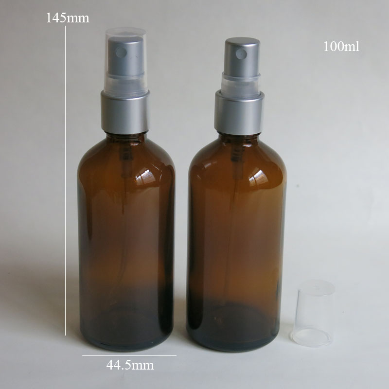 100pcs 100ml amber glass perfume bottle with sprayer pump