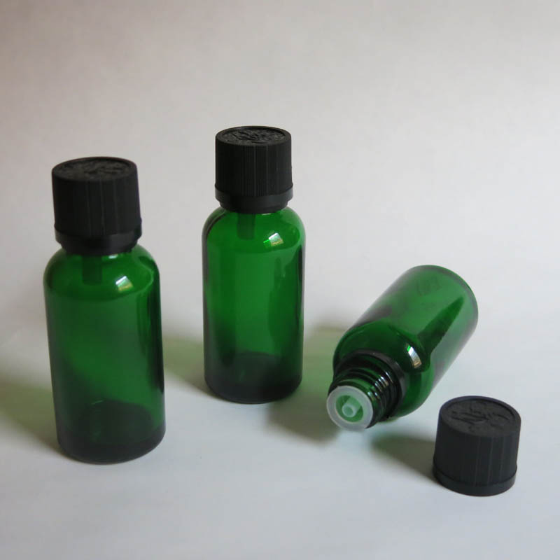 100pcs 30ml Green Glass Vials Bottle With Cap