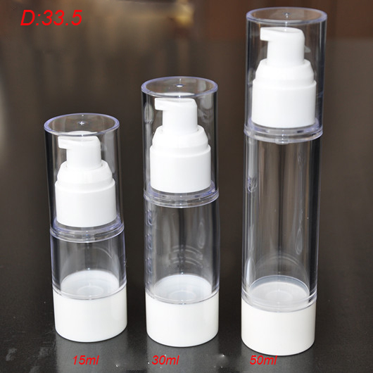 100pcs 50ml clean airless pump bottle with white pump&bottom clean lid lotion bottle