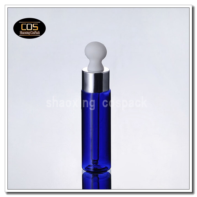 100pcs 30ml empty dropper blue skincare bottle plastic
