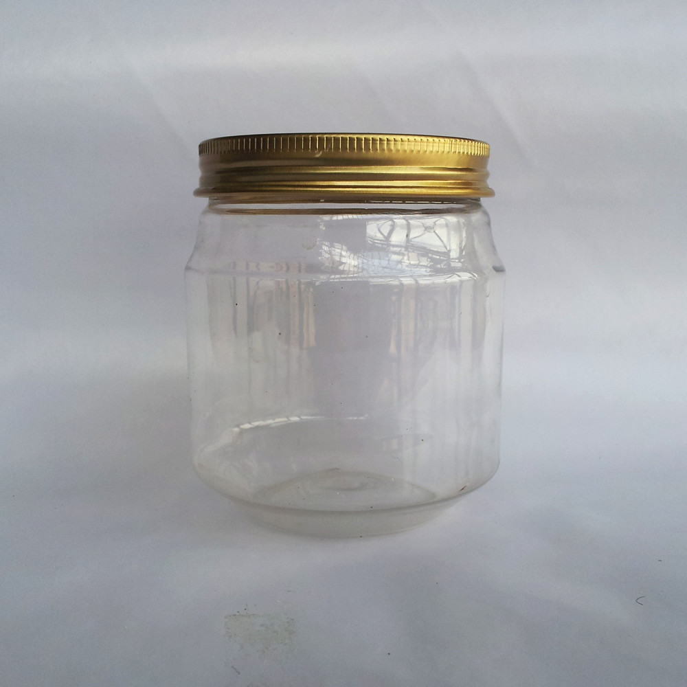 wholesale 50pcs PET 300ml Storage  Plastic Can With gold lid