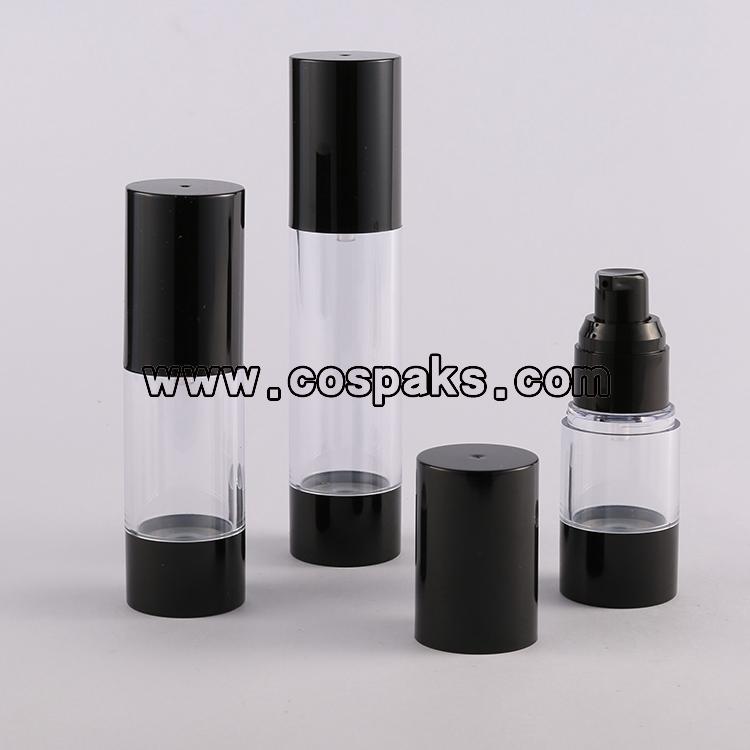 50pcs 15ml black base airless plastic bottle wholesale