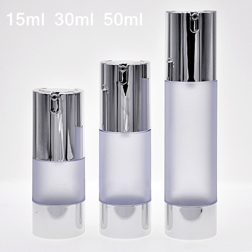 50pcs/lot 15ml frosting airless pump bottle with silver cap