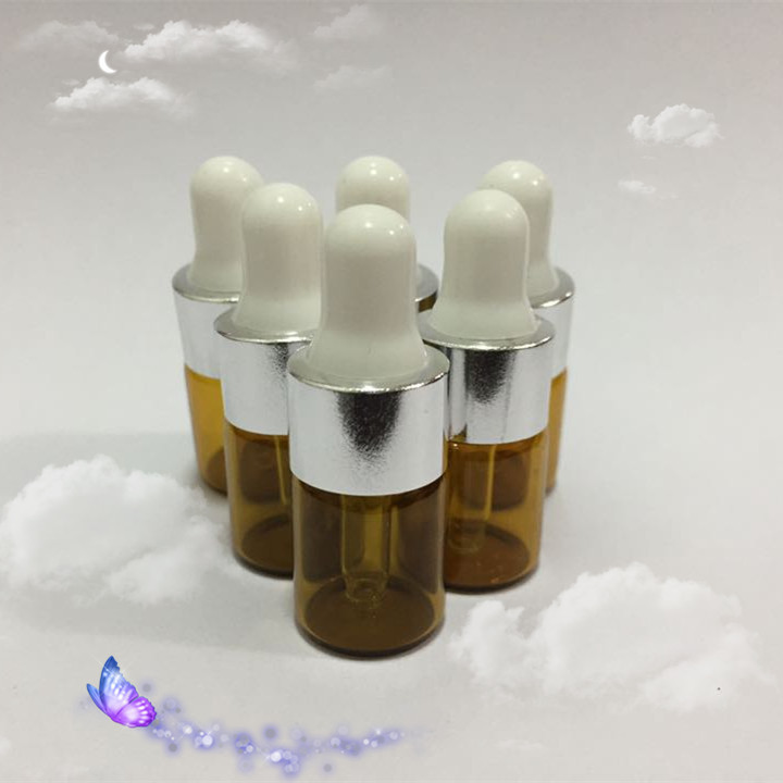 100 pcs 2ml Brown Glass Dropper Bottles For Essential Oil