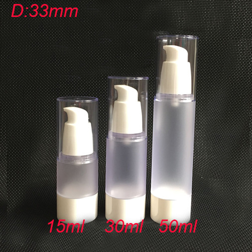 100pcs 15ml frosted airless vacuum pump lotion bottle with white mouth Lid