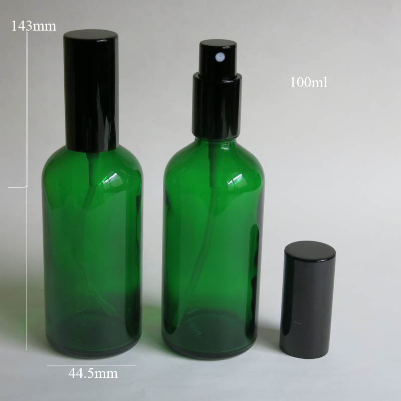 100 pcs 100ml Green Glass Bottle With Sprayer