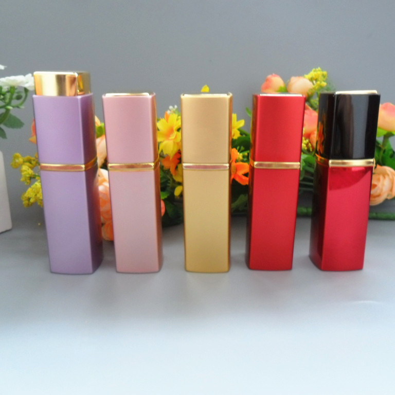 50pcs High-grade aluminum rectangular rotating lipstick Perfume Bottle 20ml bottles packing / shipping bulk perfume bottle