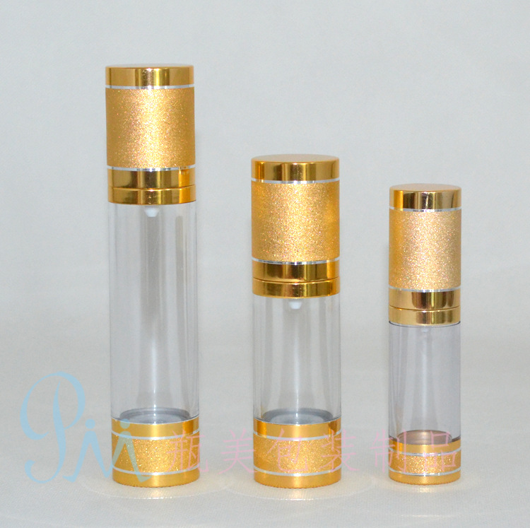100pcs 15ml golden plastic cosmetics Lotion Bottles with airless pump