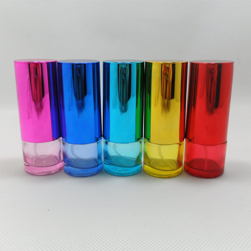 100pcs wholesale cylindrical spray color 20ML perfume glass empty spray bottle