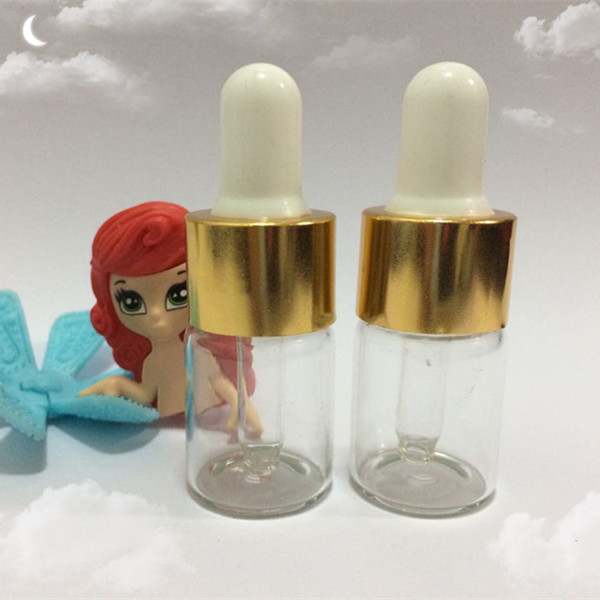 100 pcs 5ml Clear /Brown Glass Dropper Bottles with black or white plastic head For Essential Oil