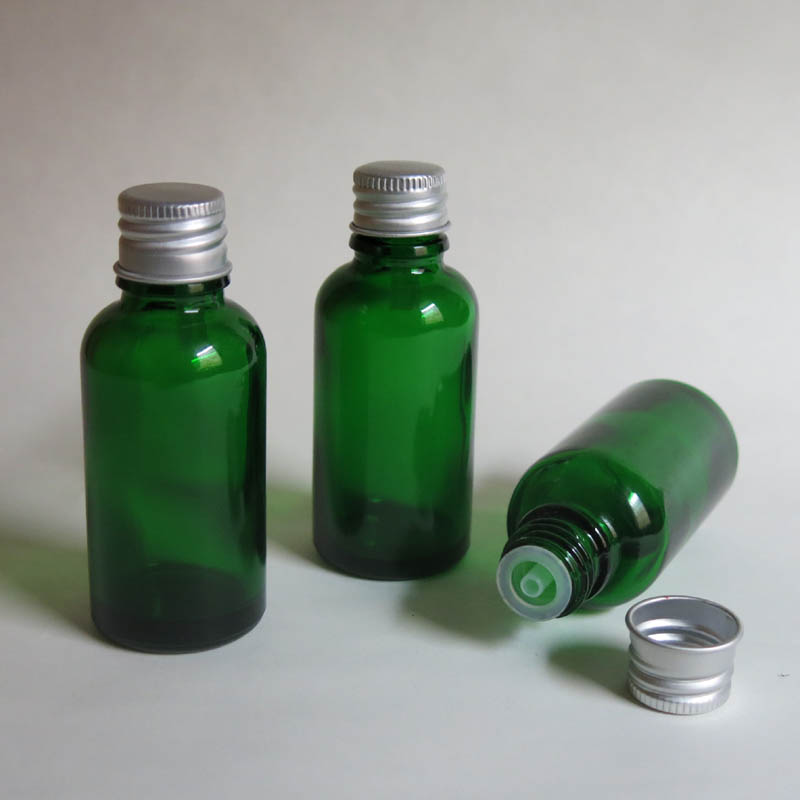 100pcs/lot 30ml Green Glass Vials Bottle With Cap