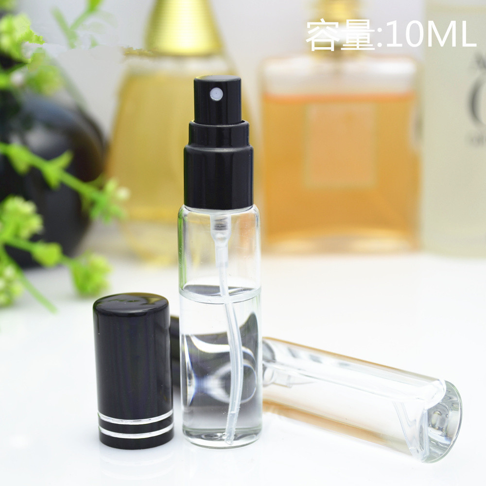 50pcs 10ML Empty Clear Glass Perfume Spray Bottle With Black Cap