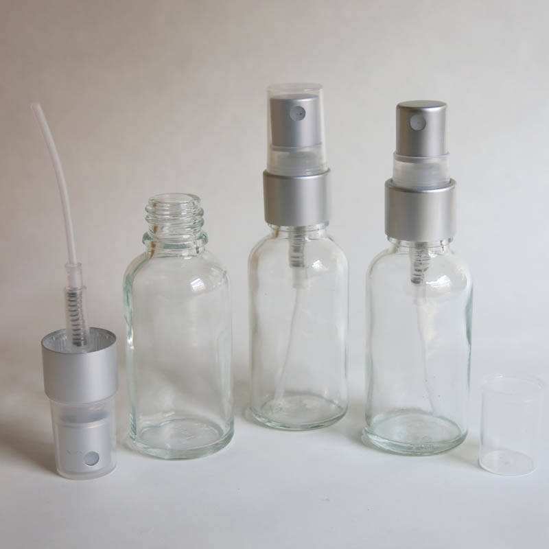 100pcs 30ml clear glass bottle with lotion sprayer