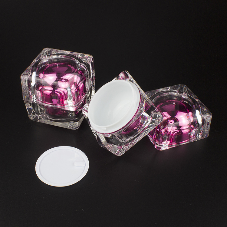 50pcs 30ml Pink crystal square plastic jars wholesale