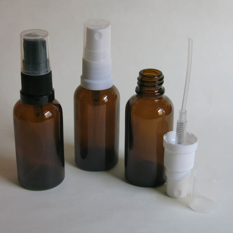 100pcs empty 30ml amber glass bottle with lotion sprayer