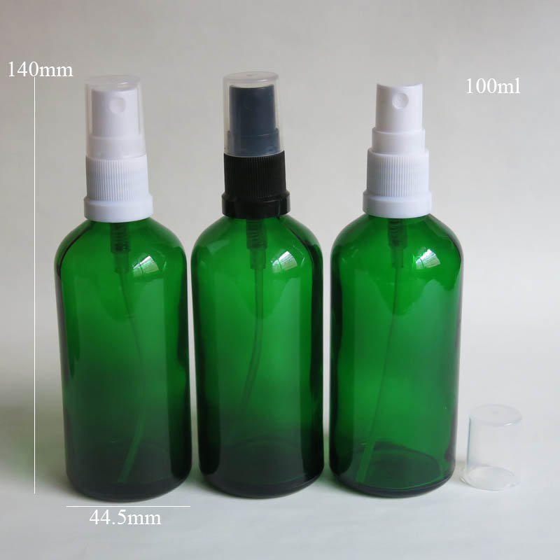 100 pcs 100ml Green Glass spray mist Bottle With Sprayer