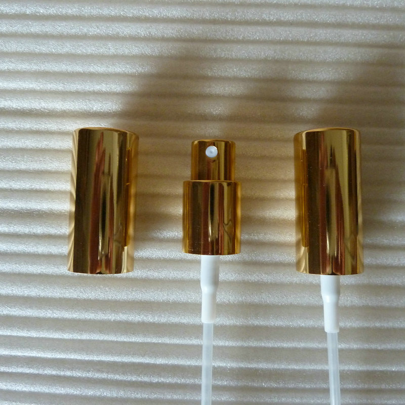 50pcs aluminum shiny gold mist sprayer. perfume atomizer pump lid