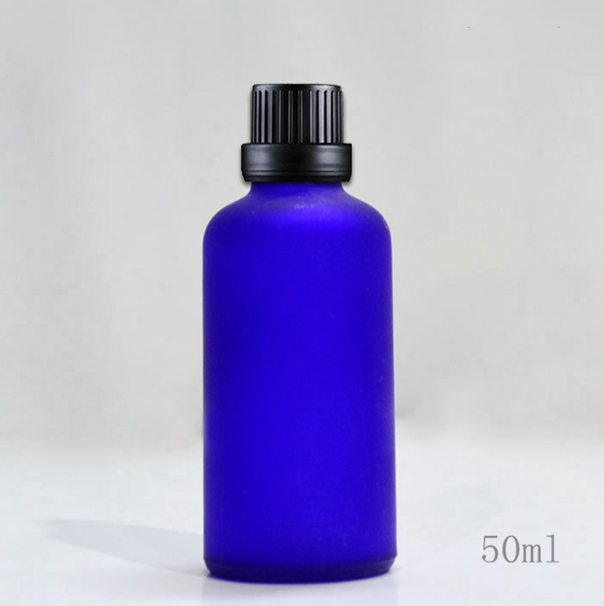 100pcs   50ml blue glass frosted packing bottles