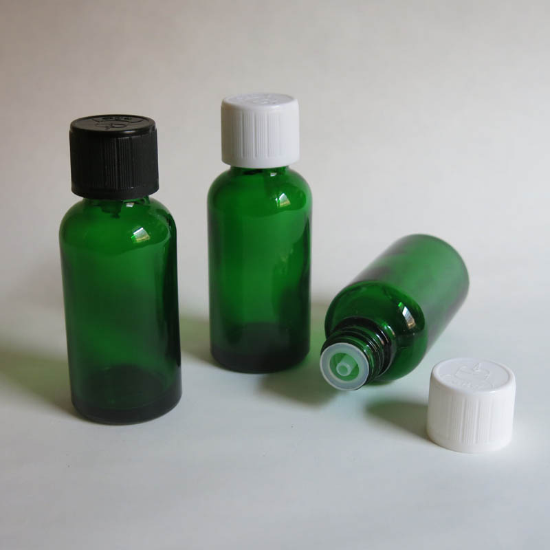 100pcs 30ml Green Glass Vials Bottle With Cap