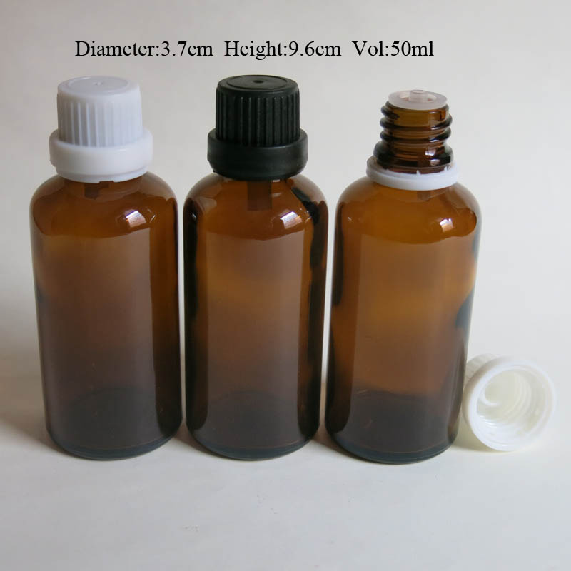 100pcs 50ML Amber Glass Essential Oil container With Screw On Cap