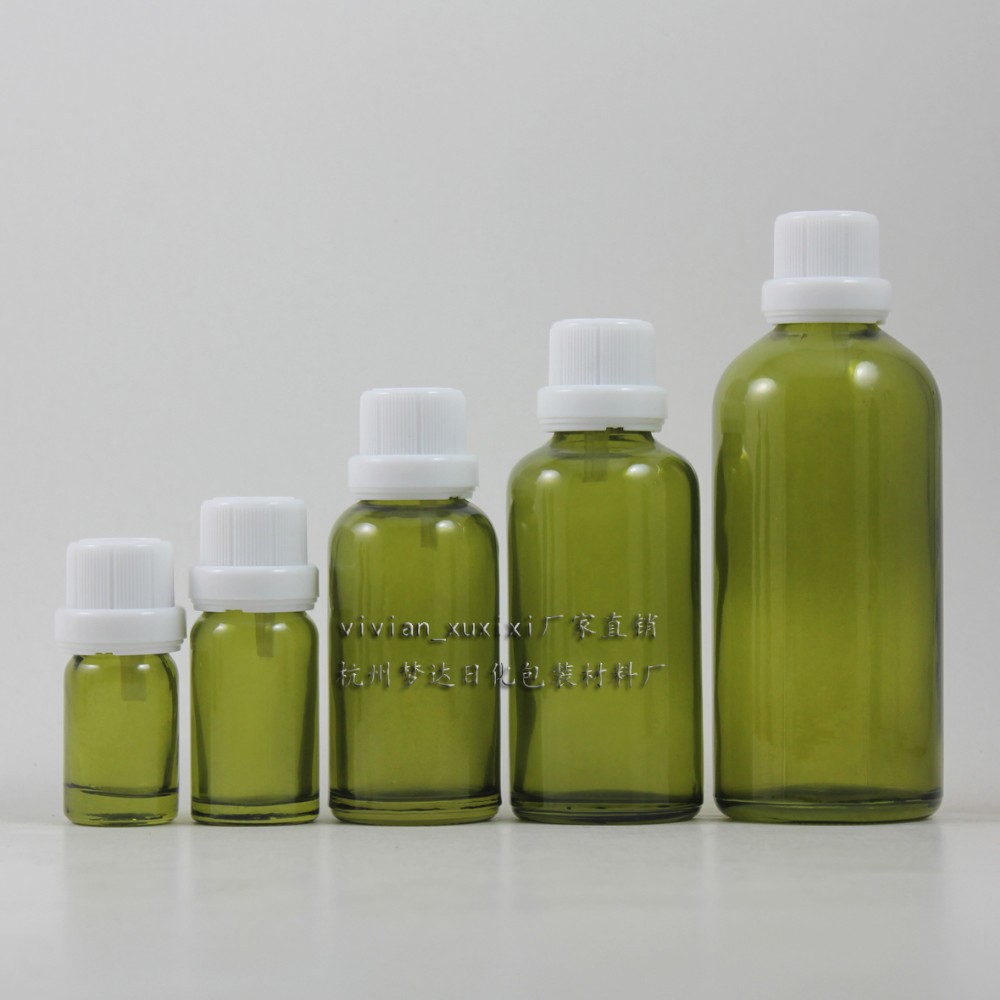 50pcs 50ml light green dropper glass bottle with white anti-theft screw cap
