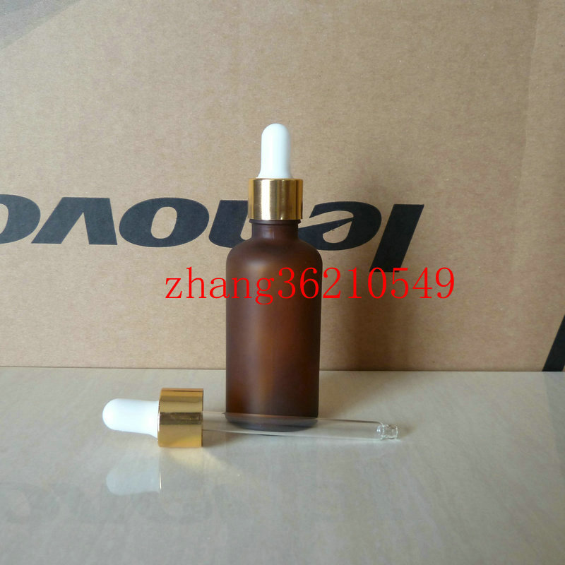 50pcs 50ml brown frosted empty dropper bottle