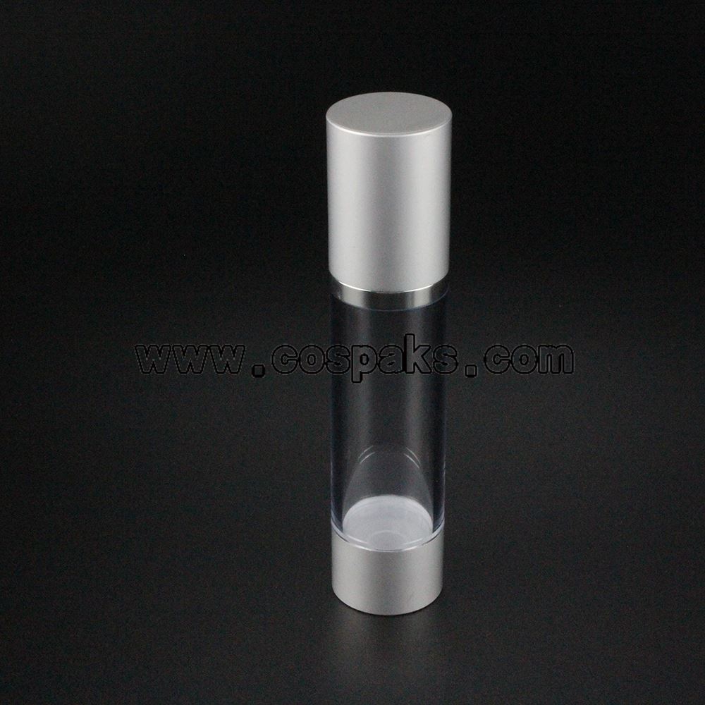 100pcs sliver 50ml aluminium cosmetic airless pump bottle