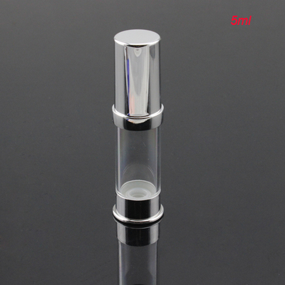 100pcs 5ML mini transparent body airless bottle with silver top for serum