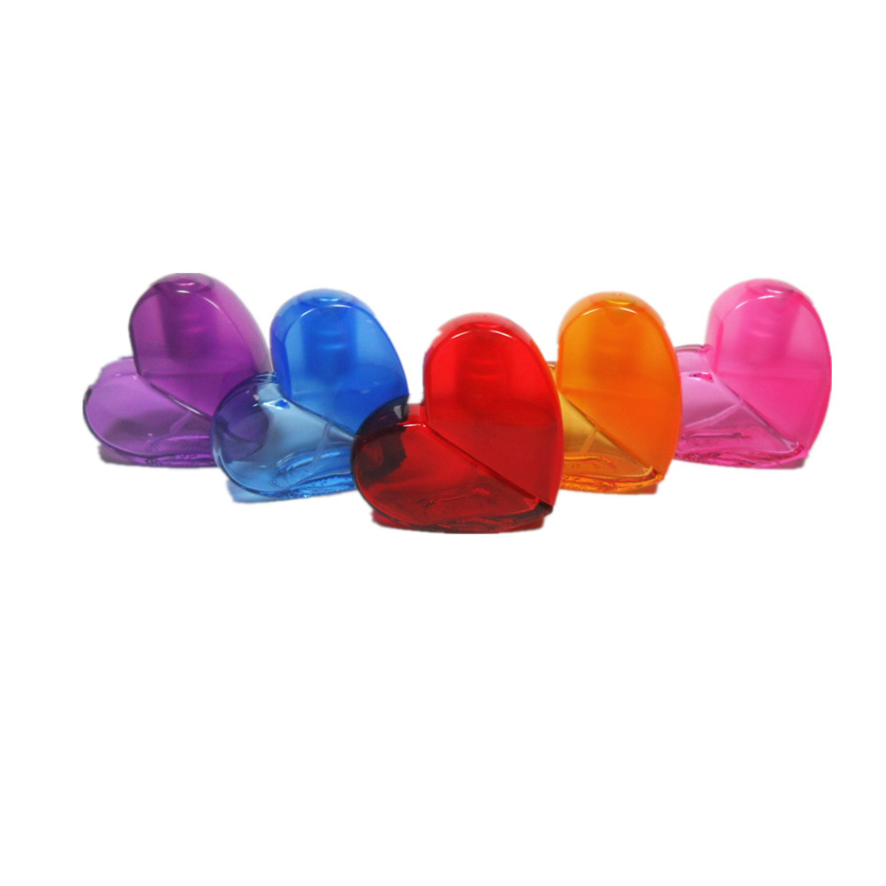 50pcs New 25 ML heart shape colorful spray glass perfume bottle