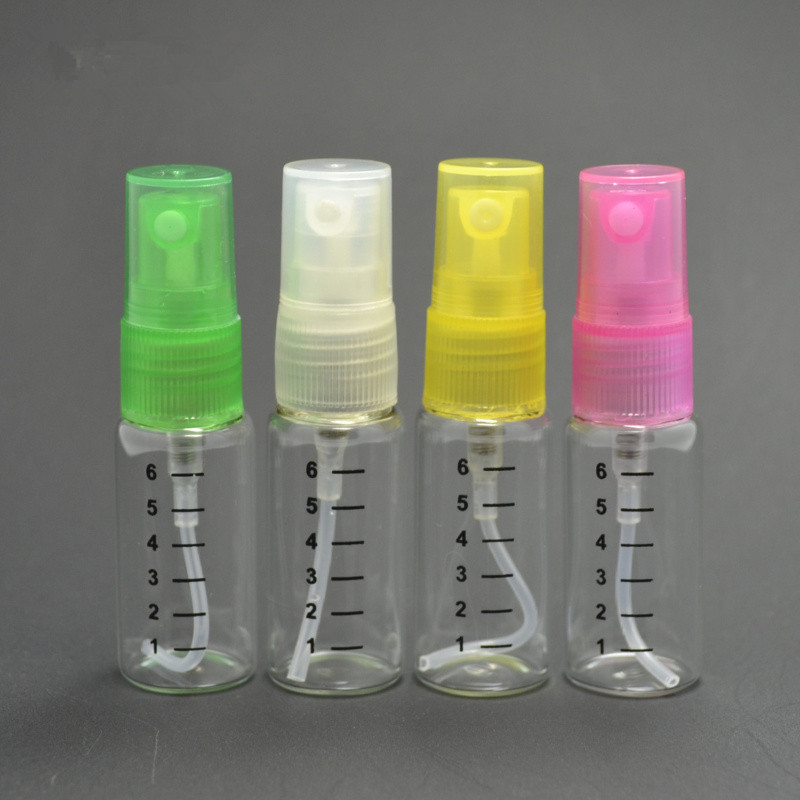50pcs 6ML Graduated Glass Perfume Bottle With Colorful plastic Cap