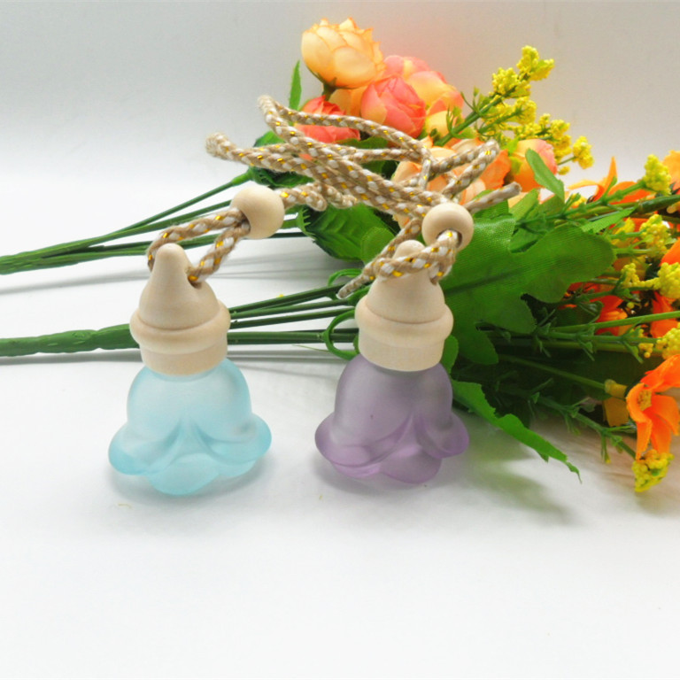 100pcs 6ML rose shape frosted glass perfume bottles of car ornaments