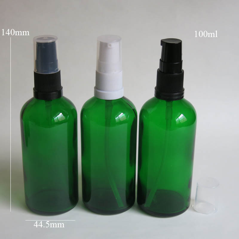 100pcs 100ml Green Glass Bottle With Lotion Pump