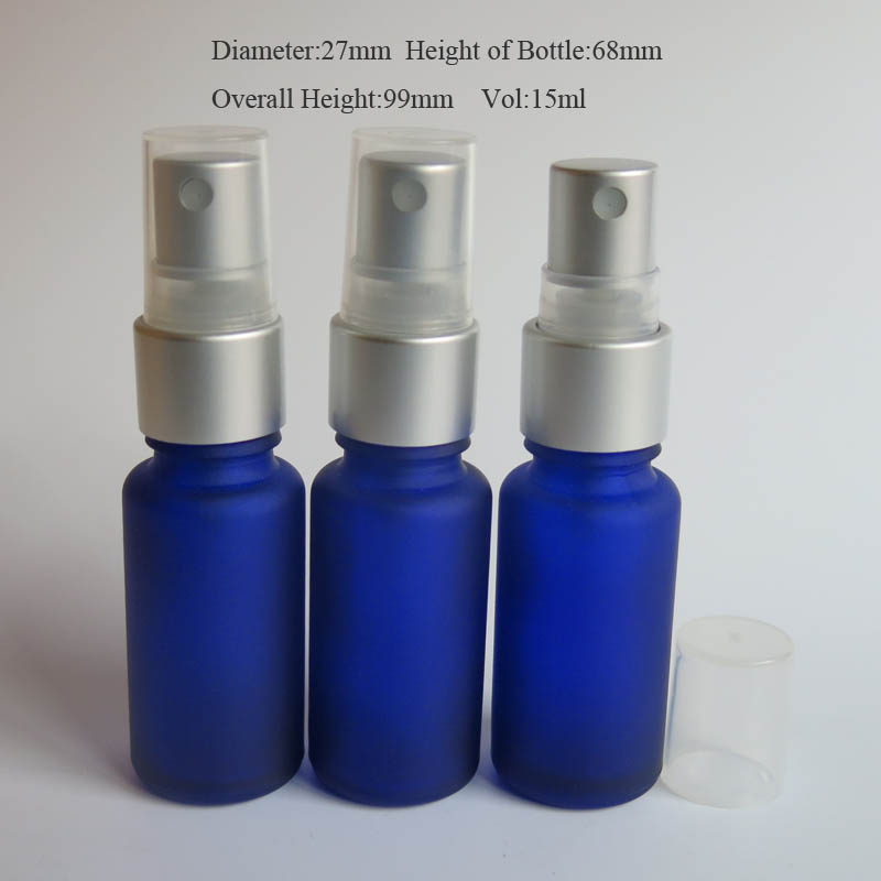 100pcs empty Mini 15ml blue frost refillable perfume atomizer bottle